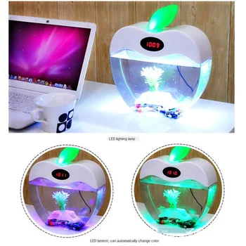 Aukštos kokybės skaidri mini mielas apple žuvų bakas nešiojamų smart USB stiklo akvariumas biuro stalo maža akvaryum