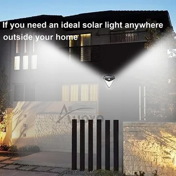 Auoyo 36 LED Saulės Žibintai ir Lauko Apšvietimo Belaidžių Jutiklių Lempa 4 Pusių Platus Apšvietimo Srityje Vandeniui Saugumo