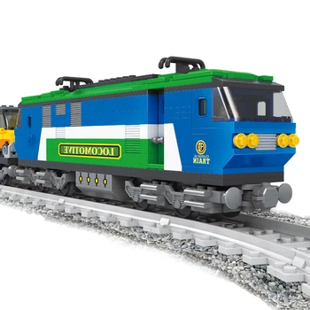 AUSINI Geležinkelio Lokomotyvų Klasikinio Traukinio Blokai Žaislai Berniukams, Statybos Miesto Geležinkelio Vagono Modelis Plytos Vaikų Žaislas