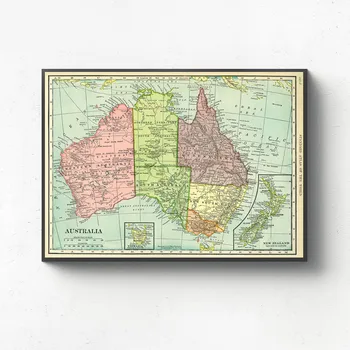 Australija Žemėlapis Citatos Šiuolaikinės Dekoratyvinės Sienų Nuotraukas Kambarį Drobės Tapybos Meno Be Rėmelio, Plakatų Ir Grafikos Namų Dekoro