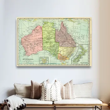Australija Žemėlapis Citatos Šiuolaikinės Dekoratyvinės Sienų Nuotraukas Kambarį Drobės Tapybos Meno Be Rėmelio, Plakatų Ir Grafikos Namų Dekoro