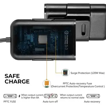Automobilinis Įkroviklis Greitai Įkrauti 3.0 36w 8A Įkrovimo Adapteris 4 Port Hub USB Išplėsti Keleivių Įkrauti 