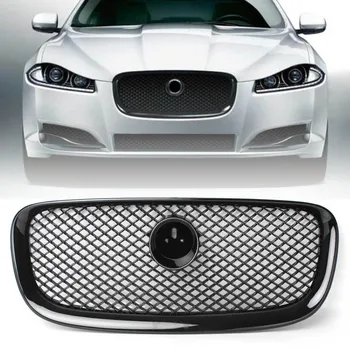 Automobilio Priekinės Grotelės Lenktynių Viršutinės Akių Grotelės su emblema Už Jaguar XF X250 XFR 2012 2013 Blizgesio Juoda ABS Plastiko