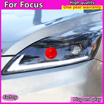 Automobilio Stilius Asamblėjos Ford Focus 2009-2012 Žibintai LED, naujas priekinis žibintas DRL Objektyvas, Dviguba LED Šviesos Žibintų Priedai
