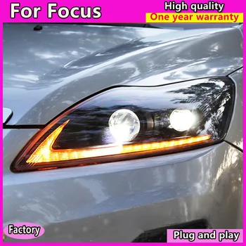Automobilio Stilius Asamblėjos Ford Focus 2009-2012 Žibintai LED, naujas priekinis žibintas DRL Objektyvas, Dviguba LED Šviesos Žibintų Priedai