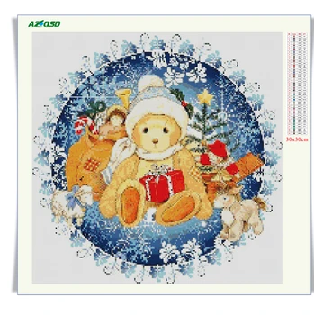 AZQSD 5D Diamond Tapybos Santa Claus kvadratiniu Gręžimo Nuotraukas Strazdų Diamond Siuvinėjimo Mozaikos Sniego Kalėdų Dovana