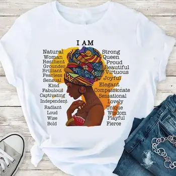 Aš esu melanino karalienė grafinis tees moterų afro amerikiečių black girl magic t-shirt juoda gyvena klausimas marškinėliai dope išsilavinę BLM marškinėliai