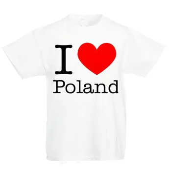 Aš Myliu Lenkiją vaiko Marškinėliai Vaikų Berniukų, Mergaičių Unisex Viršuje lenkijos Polska Pre-medvilnė Tee Marškinėliai Vyrams