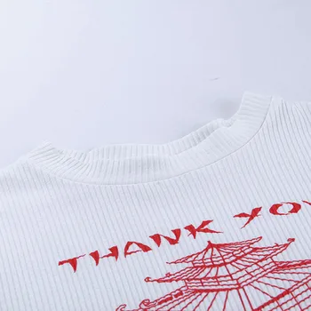 Balta Kinų Statybos Ačiū, Print T Shirt Moterims Bodycon Atsitiktinis Marškinėlius (T-Shirt Femme Streetwear Topai Marškinėliai Vasarą