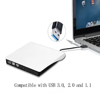 Baltas Išorinis USB 3.0 Didelio Greičio Slim DVD įrašymo įrenginys Optinio įrenginio Už Bet kokį nešiojamojo kompiuterio darbalaukį