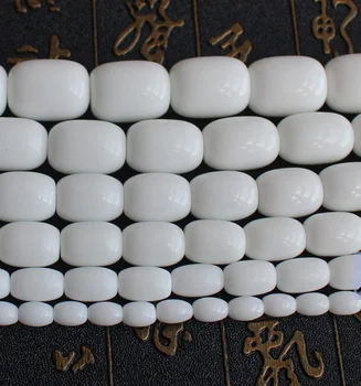 Balto porceliano Agates Būgno formos karoliukai 15inch vienam kryptis ,Didmeninė, 
