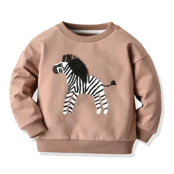 Bamblys Vaikai Berniuko, Palaidinukė Rudens Žiemos Zebra Modelis ilgomis Rankovėmis Apvalios Kaklo Megztinis Prarasti Viršūnes, T-marškinėliai, Drabužiai