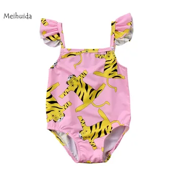 Bamblys Vaikas Baby Girl maudymosi Kostiumėliai 2018 Vaikų Gyvūnų Tigras Modelis, Bikini vientisas maudymosi kostiumėlis Vaikų Mergaičių Maudymosi Plaukimo Kostiumas