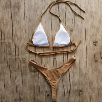 Bandeau Tanga bikini Briaunoti bikini 2020 m Sexy aukštos sumažinti bikini komplektas Brazilijos maudymosi kostiumėlį, thong maudymosi kostiumėliai moterims Mergaičių Plaukimo Kostiumas