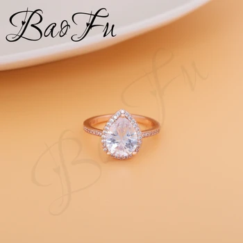 BaoFu 925 Sterlingas Sidabro Žiedas Putojantis Didelis Vandens Lašas Populiarus Moterų Vestuvinį Žiedą Dovanų Aukštos Papuošalai