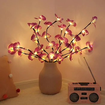 Baterija 20 LED Modeliavimas Orchidėja Filialas Šviesos Vaza Užpildas Gėlių Gluosnio Šakos Žiburiai Kalėdų Dekoratyvinės Šviesos