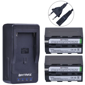 Batmax 2Packs NP-F750 F770 Baterijas + LED Ultra Greitas Įkroviklis skirtas Sony NP F970, F750, F770, F960, F550, F530, F330, F570,