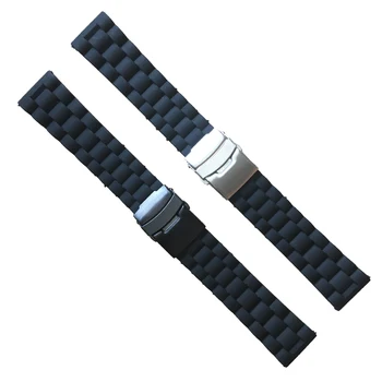 BEAFIRY Minkšto Silikono Gumos Žiūrėti Juosta Strap20 22 24mm Vandeniui Watchband juoda