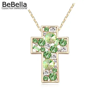 BeBella didelis kryžius pakabukas krištolo karoliai ilgi karoliai moterims, pagaminti iš Swarovski Kristalais mados juvelyrika dovana