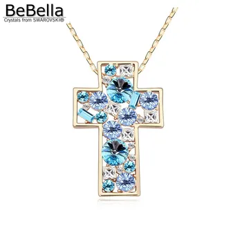 BeBella didelis kryžius pakabukas krištolo karoliai ilgi karoliai moterims, pagaminti iš Swarovski Kristalais mados juvelyrika dovana