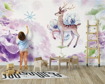 Beibehang Užsakymą Šiaurės šalių šiuolaikinio minimalistinio tapetai ranka-dažytos smulkių gyvūnų, vaikų kambario foną sienos dokumentų namų dekoro