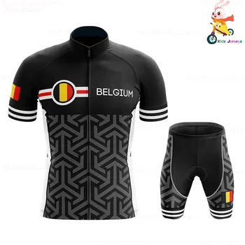 Belgija 2021 Quick Dry Vaikai Dviračių Džersis Nustatyti, Juoda Vaikų Dviračių Drabužiai Berniukams, Mergaitėms, Vasarą Dviračiu Dėvėti Drabužiai ciclismo