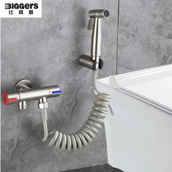 Biggers sanitarijos 304 nerūdijančio plieno, tualetas, bidė dušo komplektas su tualetu užpildymo vožtuvas, dušo žarna, dušo parama