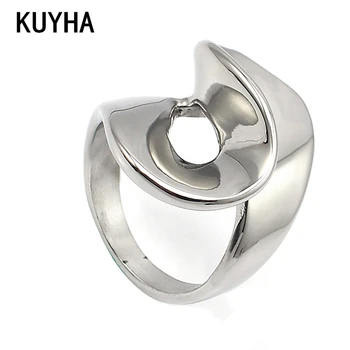 Bižuterijos Žiedas iš Nerūdijančio Plieno, Metalo Moterų Žiedas Susuktų Žiedas Ponios Specialus Kietas Kokteilis Žiedas