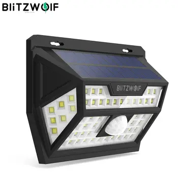 Blitzwolf BW-OLT1 Saulės Energijos 62 LED Smart PIR Judesio Jutiklis Kontrolės IP64 Sienų apšvietimo Lempos, Lauko Sodo Kelias, Kiemas Scecurity
