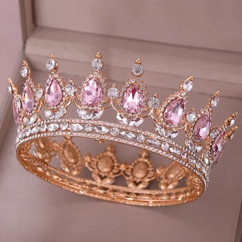 Blue Crystal Crown Tiara Nuotakos Plaukų Aksesuarų, Kalnų Krištolas Kristalų Apvalios Lajos Lankelis Moterų Karalienė Diadem Karaliaus Karūną Dovana
