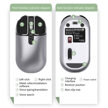 Bluetooth 2.4 G Dvitinklis Režimas Belaidžio Ai Balso Kontrolės Pelės Rechargeble Ramioje Verslo USB Mokestis Pelėms, Nuotolinio Kontrolės
