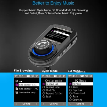 Bluetooth 5.0 Automobilių FM Siųstuvas, MP3 Grotuvas, laisvų Rankų Radijo Adapteris, USB Kroviklis 1XCB