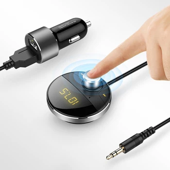Bluetooth AUX Automobilinio Rinkinio 3,5 mm Jack Audio MP3 Grotuvas, Bevielis FM Siųstuvas Auto Garsiakalbis Carkit USB Adapteris