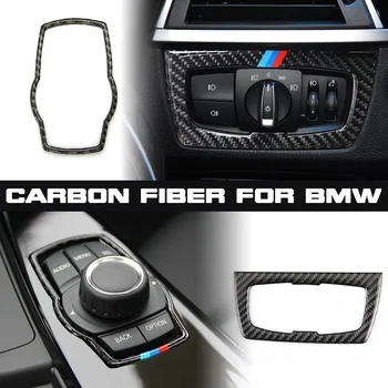 BMW 3 Series F30 F34 Multimedijos Mygtukas Rėmo Dangtis Rankenos Apdaila priekinių Žibintų Jungiklis Dekoratyvinis Lipdukas Anglies Pluošto