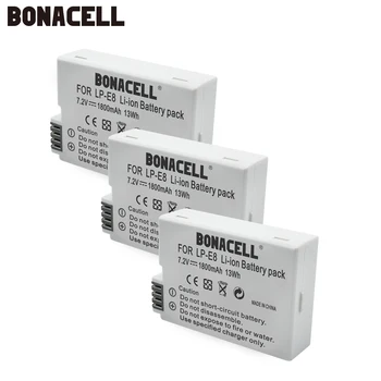 Bonacell V LP E8 LPE8 Fotoaparato Baterija, Canon EOS 550D 600D 650D 700D Kiss X4 X5 X6i X7i Rebel T2i T3i T4i T5 Baterijų L50