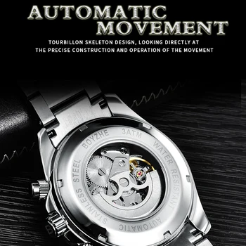 BOYZHE Žiūrėti 2020 Naujas prekinis ženklas Vyrams Automatinis Laikrodis Sporto Laikrodžiai Mens Prabangus Laikrodis Vyrų Nerūdijančio Plieno Relogio Masculino