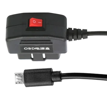 Brūkšnys Automobilio OBD Įkroviklis Mini USB Relės Perjungimas ACC OBD Hardwire Maitinimo Adapteris 11 metrų Kabelis