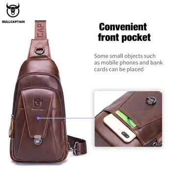 BULLCAPTAIN natūralios Odos Krūtinės Atgal Pack krūtinės maišelį vyrų mados Messenger bag ' s Daugiafunkcinis kortelės bages mobiliojo telefono krepšiai