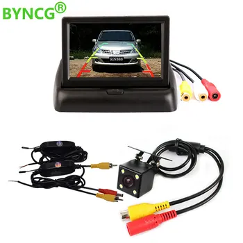 BYNCG 4.3 Colių TFT LCD Automobilinis Monitorius, Sulankstomas Ekranas Atbuline Kamera, Parkavimo Sistema, Automobilio galinio vaizdo Monitoriai NTSC