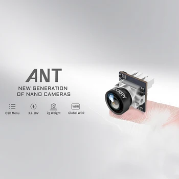 Caddx Ant Nano FPV Kamera 1200TVL Pasaulio WDR w/ OSD Ultra Light 1,8 mm Objektyvas 16:9/4:3 FPV Fiksuoto Sparno aerofotografija Drone