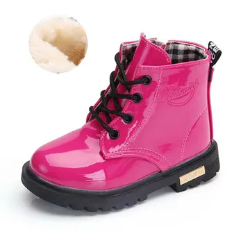 Candy spalva Vaikų odos batai berniukams, mergaitėms martin batai studentų sniego boot vaikams laisvalaikio rudens žiemos medvilnės batai 2-14Years