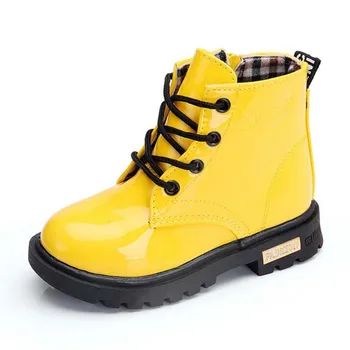Candy spalva Vaikų odos batai berniukams, mergaitėms martin batai studentų sniego boot vaikams laisvalaikio rudens žiemos medvilnės batai 2-14Years
