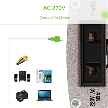 Car Power Inverter 200W DC 12V AC 220V Nešiojamų Konverteris, Modifikuotų Sinusinės Bangos Galia, įmontuotas Aušinimo Ventiliatorius Automobilių Elektronikos Įrankis