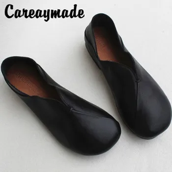 Careaymade-natūralios Odos kvėpuojantis moterų batai, minkštas vienintelis originalus viršutinis sluoksnis odos,rankų darbo gryno viena koja, viena batai