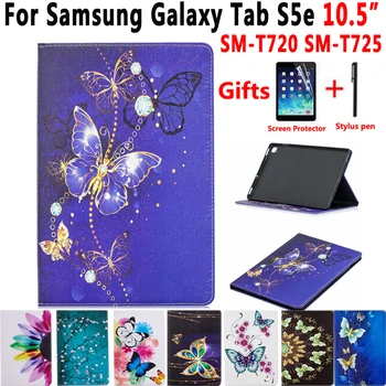 Case For Samsung Galaxy Tab S5e 10.5 2019 T720 T725 SM-T720 SM-T725 Padengti Funda Tablet Dažytos atsparus smūgiams Stovėti Shell +Filmas+Rašiklis