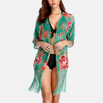 Charmleaks Moterų Paplūdimio Cover Up Kimono Seksualus Bikini Šifono Danga-Ups, Žr.-per Cardigan maudymosi kostiumėlis Moterims maudymosi Kostiumėliai Paplūdimio
