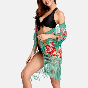 Charmleaks Moterų Paplūdimio Cover Up Kimono Seksualus Bikini Šifono Danga-Ups, Žr.-per Cardigan maudymosi kostiumėlis Moterims maudymosi Kostiumėliai Paplūdimio