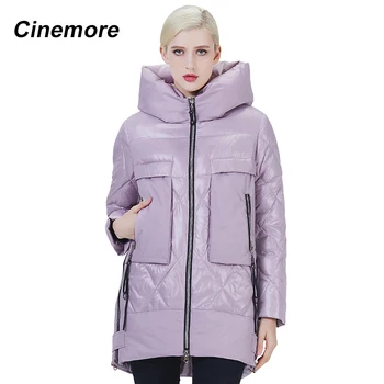 Cinemore 2020 Naują atvykimo Moterų žiemos žemyn striukė asmenybės Alyvinė spalva parko moterų kišenėje šiltas Reguliariai ilgis 2025