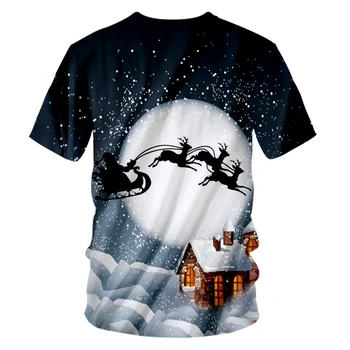CJLM Žiemos Kalėdų Žmogaus, Gyvūnų T-shirt 3D Atspausdintas Mėnulis Ir Briedžių Harajuku Vyrų Geriausia Pardavimo 6XL V Kaklo Marškinėlius