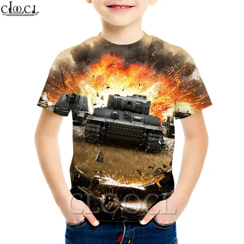CLOOCL Vaikams Žaidimai, World of Tanks T Marškinėliai Berniukui, Mergina 3D Spausdinimo trumpomis Rankovėmis Marškinėlius Baby Juokinga Jaunimo Harajuku Viršūnės